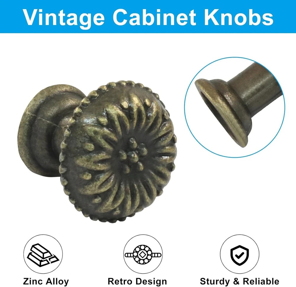 12 Pack Mini Jewelry Box Knobs, Small Vintage Drawer Pulls Knobs, Bronze Cabinet