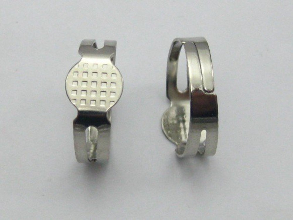 50 Silver Adjustable Ring Blank GLUE ON Base 8mm PAD