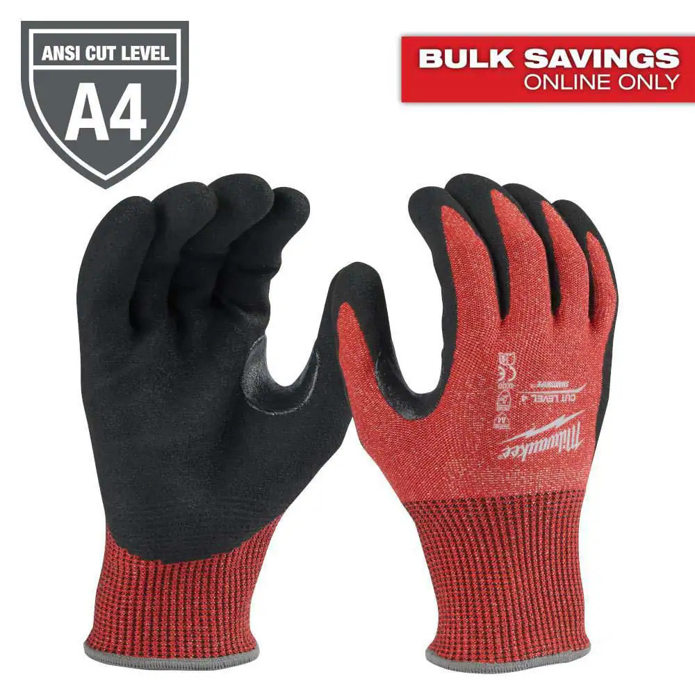 Medium Red Nitrile Level 4 Cut Resistant Dipped Work Gloves
