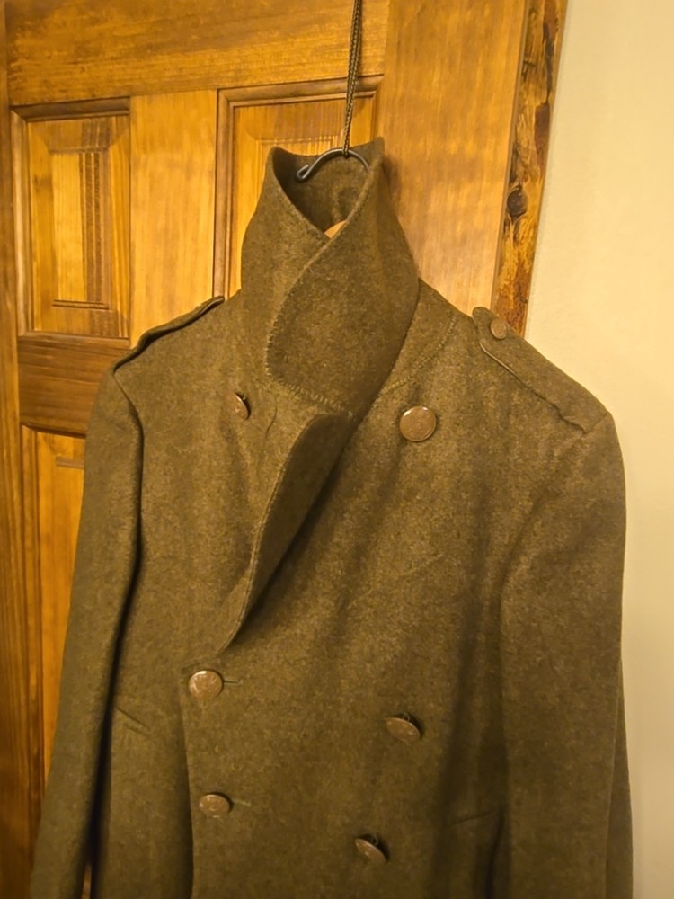WWII dated 1943 Size 34/S Brown buttons wool overcoat.
