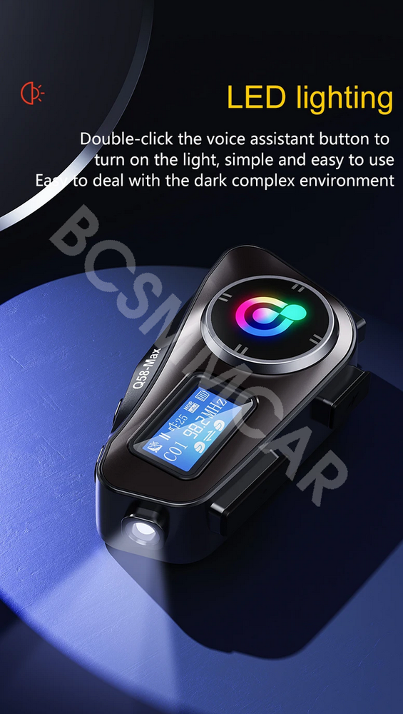 2pcs Motorcycle Intercom Helmet Bluetooth Headset LCD Display Support TF Card