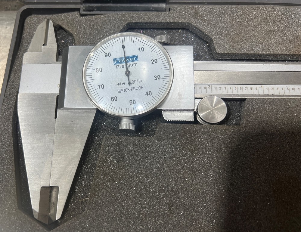 Fowler Premium Shockproof 0-12" Whiteface Dial Caliper with Case Used Surplus