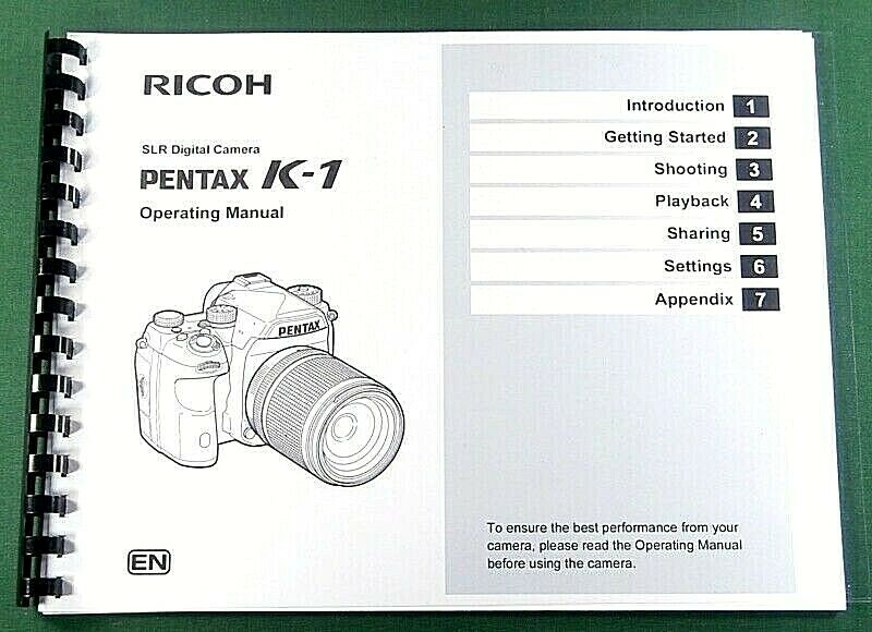 Pentax K-1 Operating Manual: 163 Pages & Protective Covers!