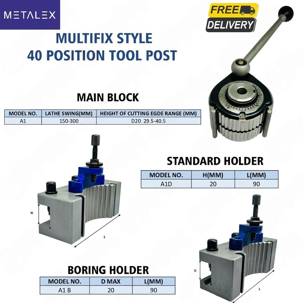 40 Position Quick Change Tool Post A1 Multifix Size With AD2090 AB2090 Holder US