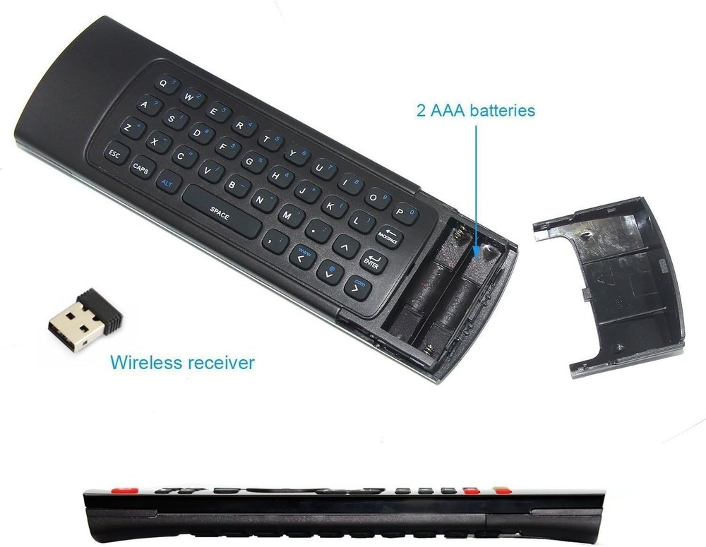 Rii MX3 Multifunction 2.4G Fly Mouse Mini Wireless Keyboard & Mini, Black