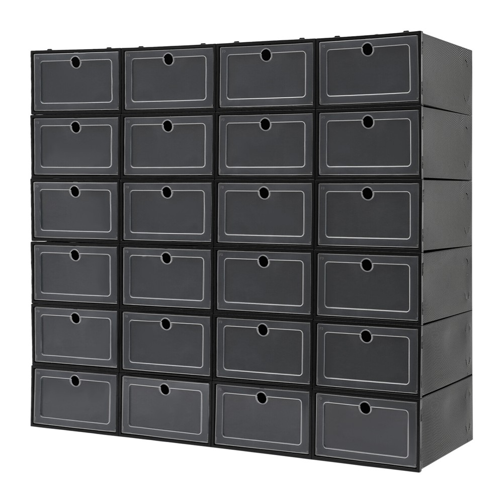 24 Pack Shoe Storage Boxes, Stackable Shoe Boxes, Shoe Storage Organizer NEW