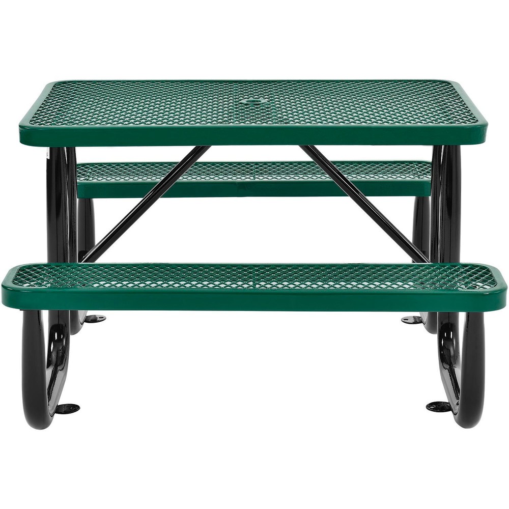 4' Rectangular Expanded Metal Picnic Table 48"L x 62"W Green