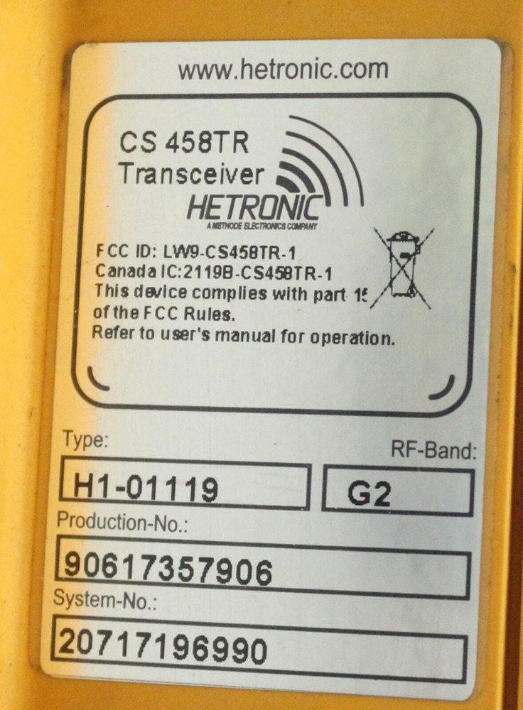 Hetronic CS548TR H1-01119 90617357906 Mobile Transceiver