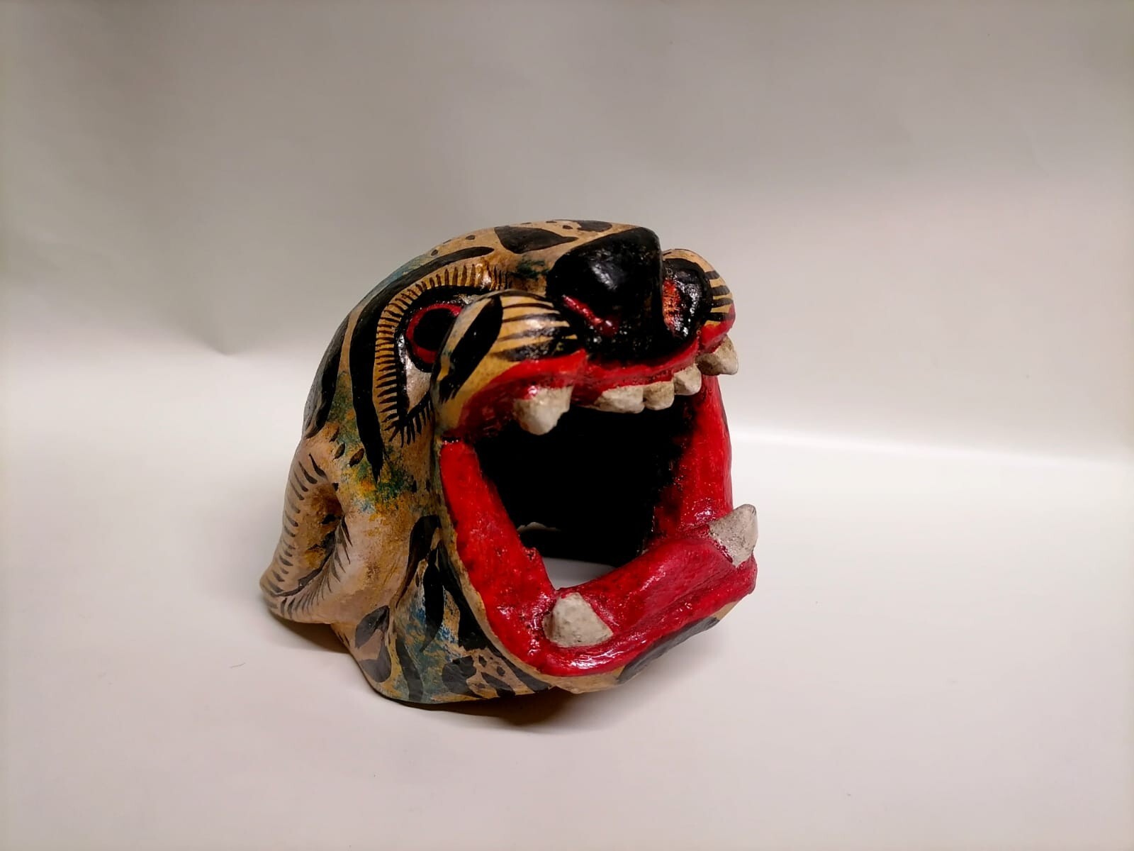 Small NEW Jaguar Head Mask Mexican Folk Art Carved Wood Guerrero Leopard Cat