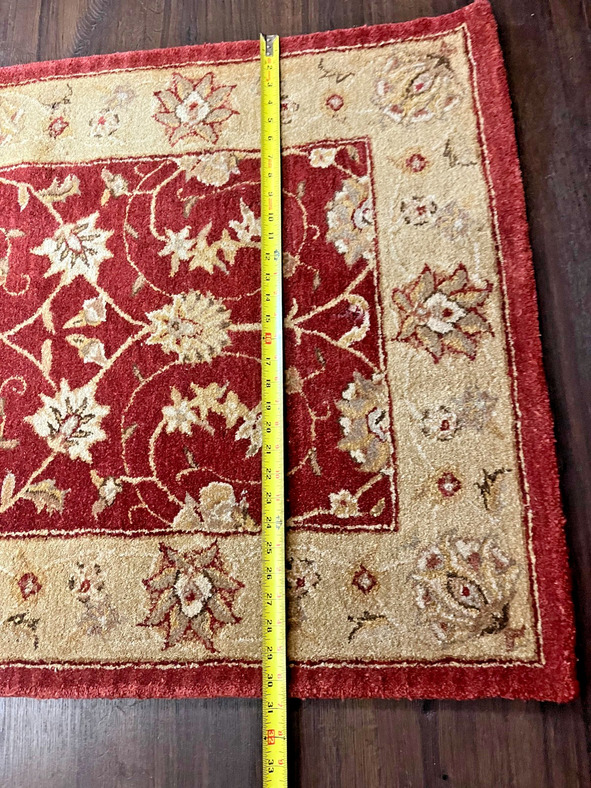 Hand Knotted Chobi Hallway Runner Rug Wool Red Beige Floral Pattern 31" x 97"