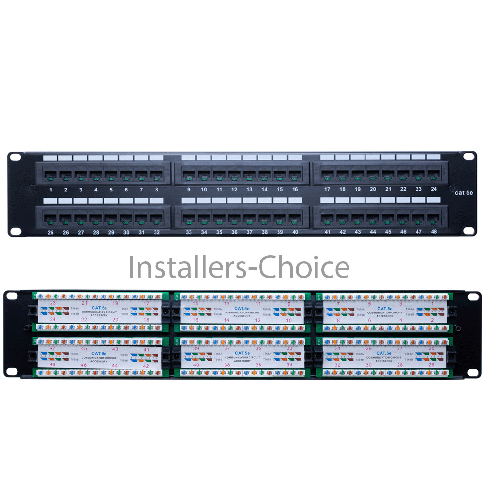 48 Port Cat5e Patch Panel Wall Mount Bracket RJ45 110 UTP Ethernet Network