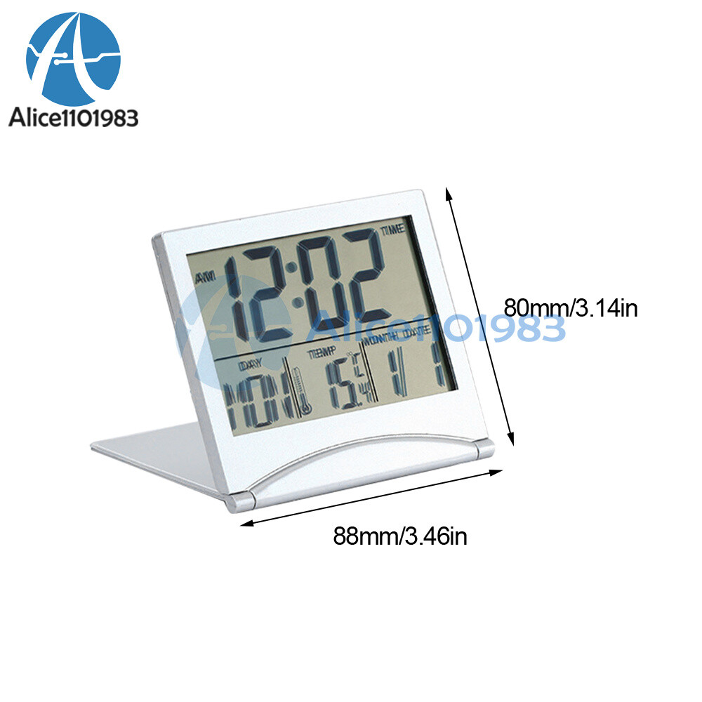 Digital Travel Alarm Clock Foldable Calendar Temperature Timer LCD Clock