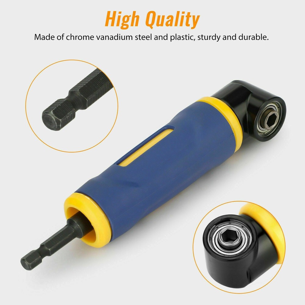90 Degree Right Angle Extension Screwdriver Socket Adapter Drill Attachment Tool