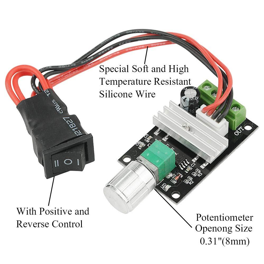 2pcs Dc Motor Governor 6v12v24v 3a Adjustable Speed Controller Regulation Switch