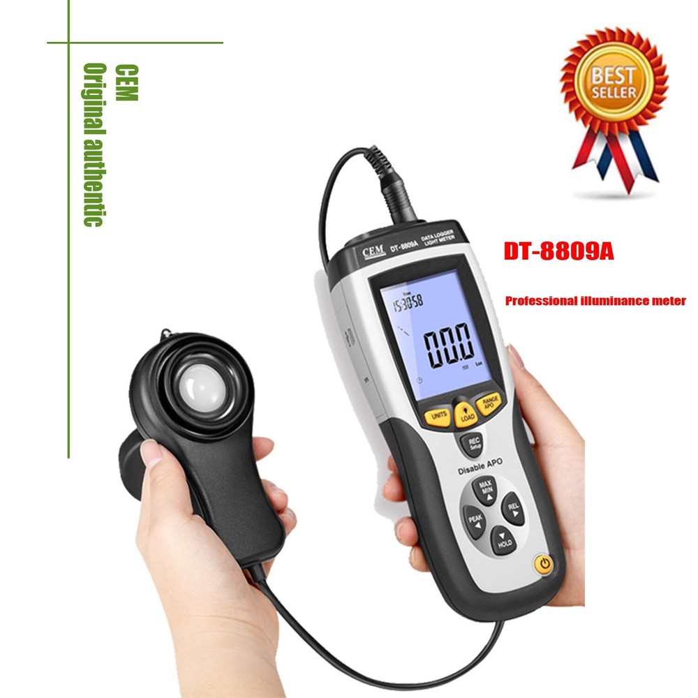 DT-8809A Handheld Light Meter Range 400,000Lux Data Log 99 USB #