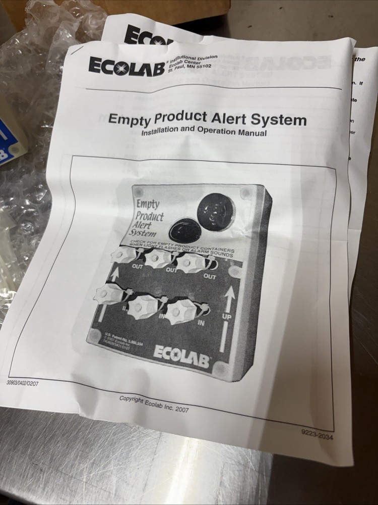 Ecolab Empty Product Alert System 92231011