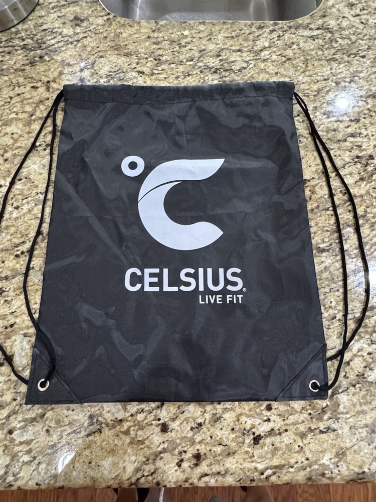 Celsius Energy Drink Drawstring Bag Black New