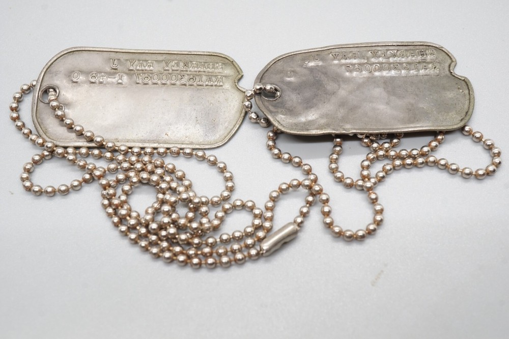 Post WWII - Pre-Korean War 1948 Regular Army Dog Tags Set T-48 With Bead Chains