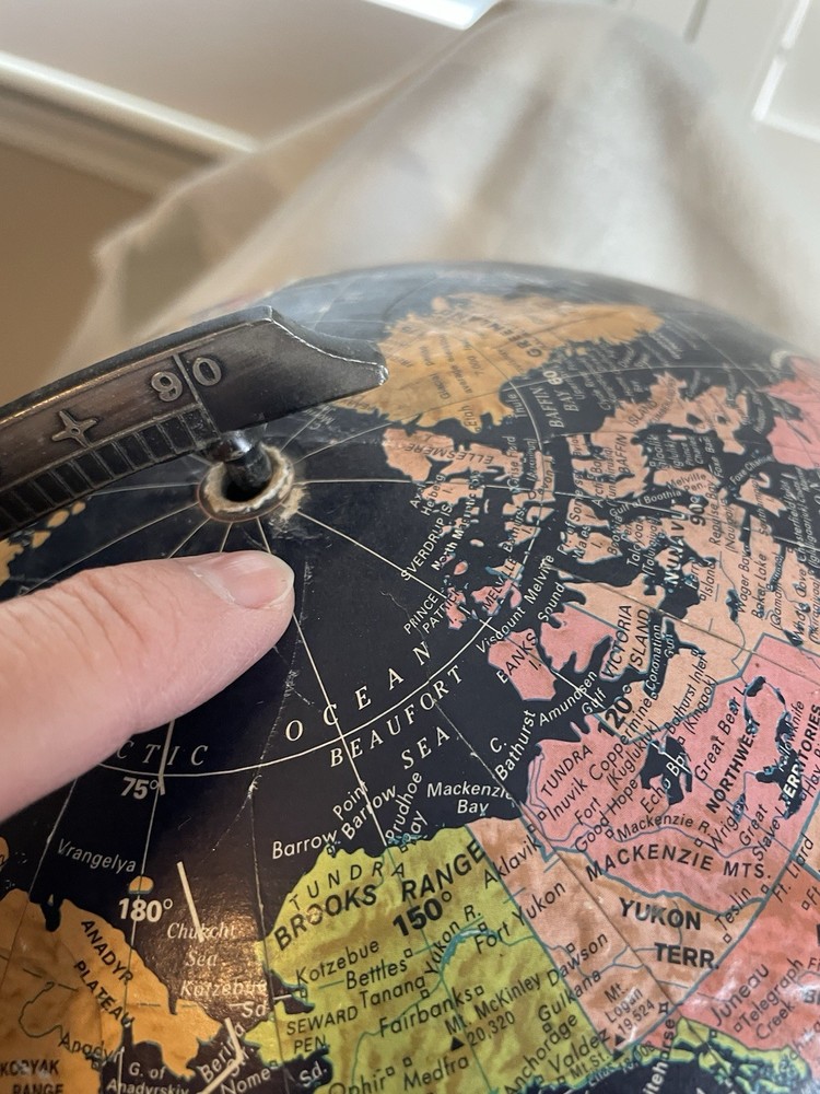 Replogle Globemaster 12” Diameter World Globe Embossed Metal Base Dark Blue
