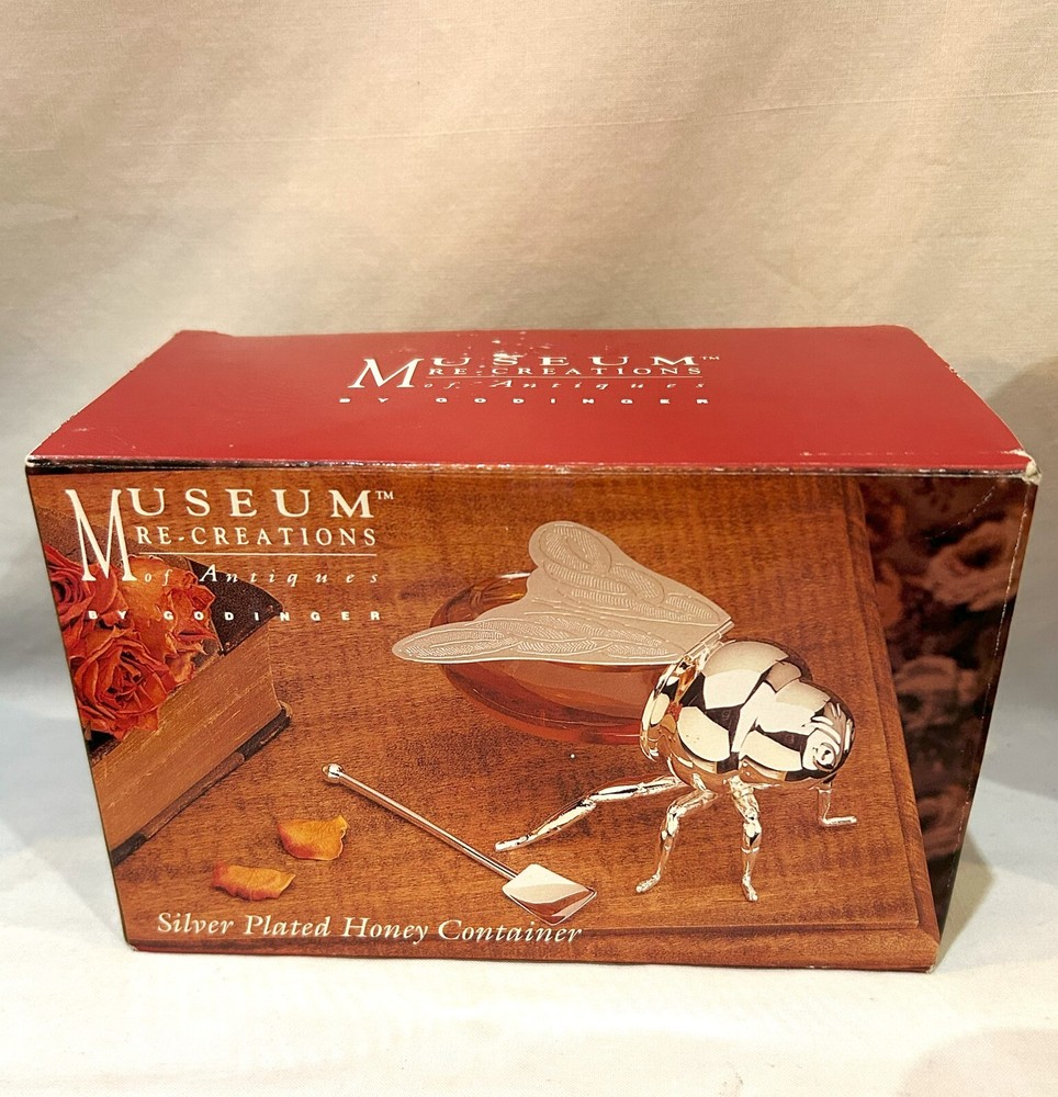 Godinger Silver Plated Honey Container Museum Recreation of Antique NIB