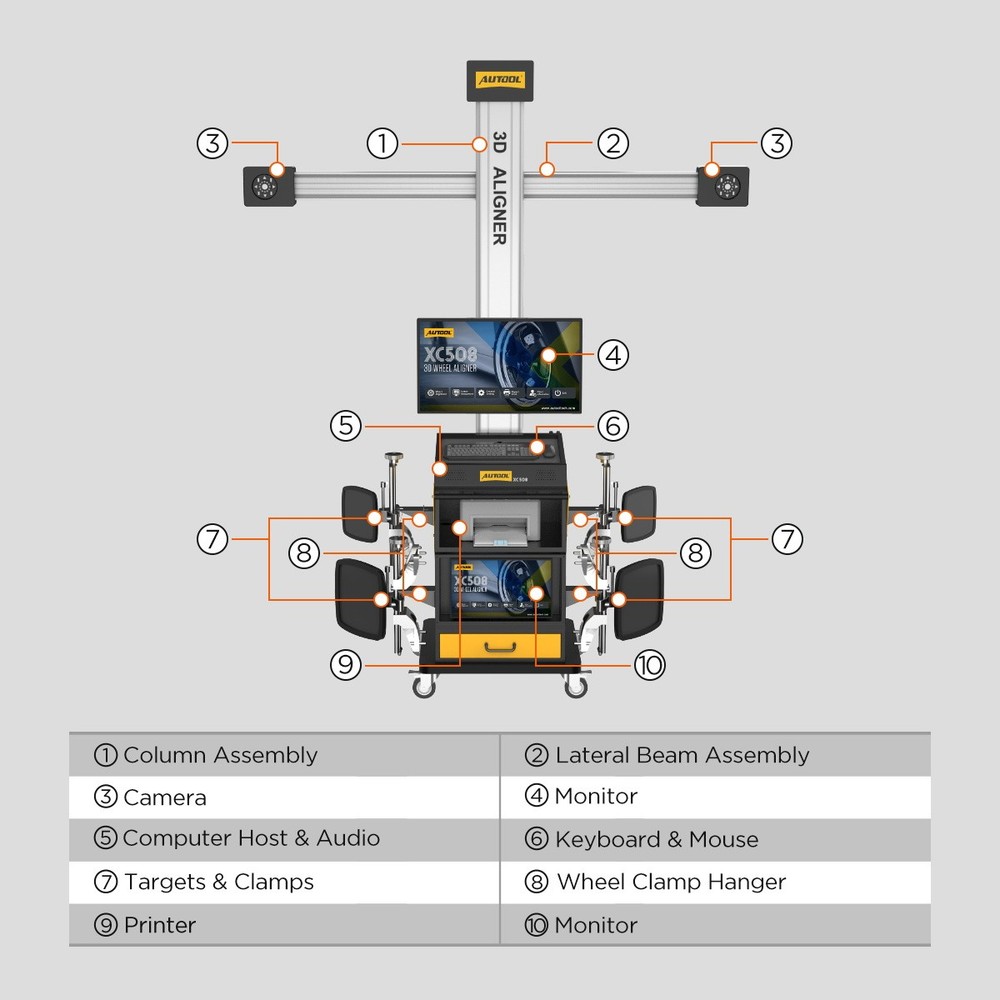 AUTOOL XC508 3D Wheel Alignment Machine Fully Automatic Tire Aligner System 110V