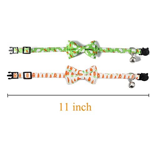 2-Pack Breakaway Cat Collars with Removable Double-Layer Bow Tie and Bell for