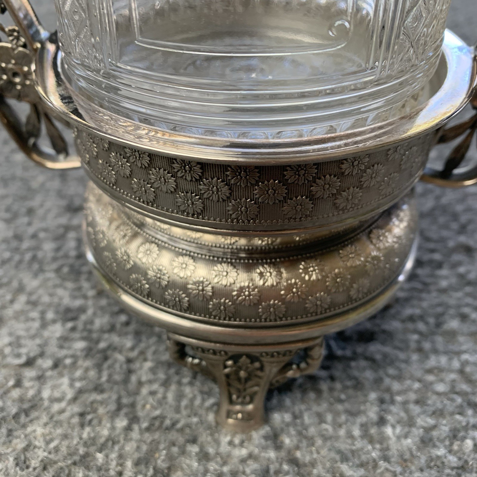 Antique Pairpoint Silver Plate Pickle Castor Clear Glass Marked 629 4913-z