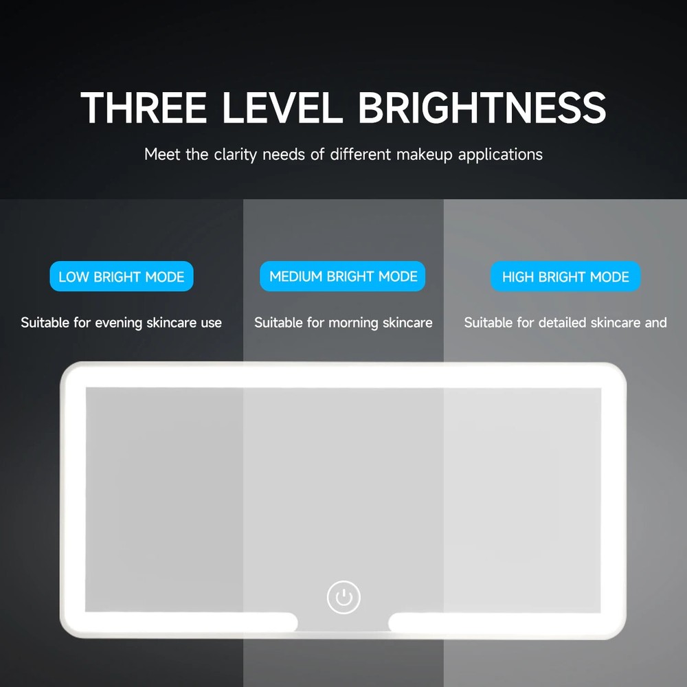 Car LEDMakeup Mirror Adjustment Interior RearMirror Dimmable Touchscreen Auto