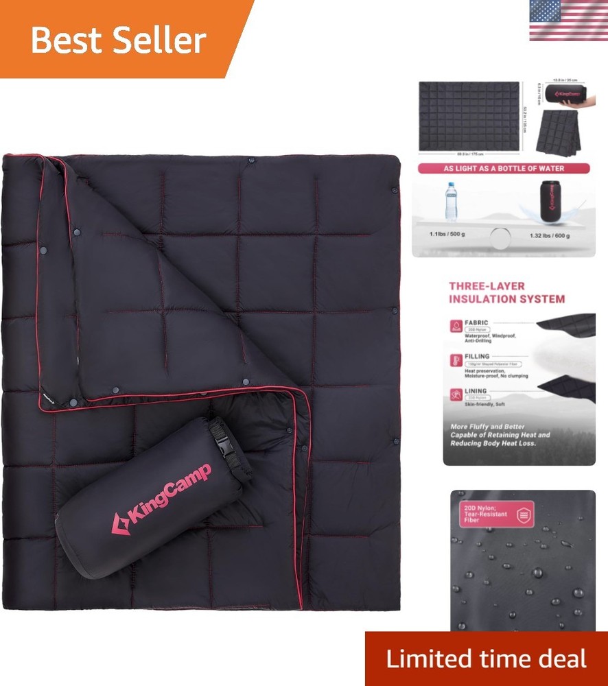 Ultralight Camping Blanket, Packable Down Alternative Puffy Wearable Blankets...