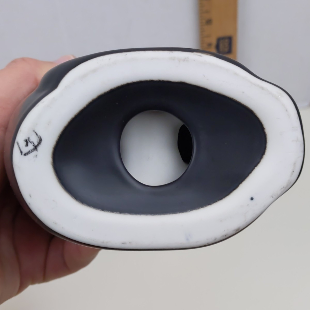 Vintage Black Ceramic Cat Figurine Glossy Mid Century Modern Style Home Decor