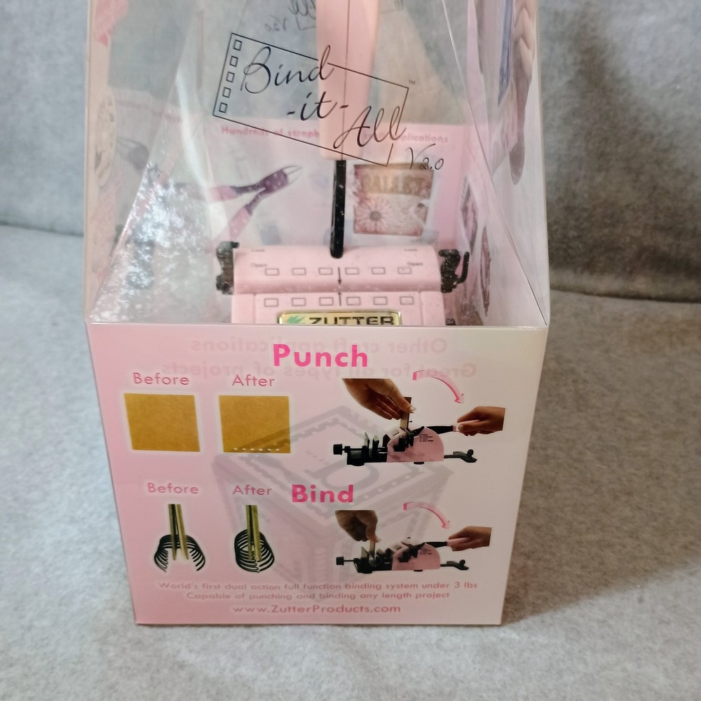 Zutter Bind-It-All V2.0 Pink Binding Machine Guide Templates Scrapbook Tool