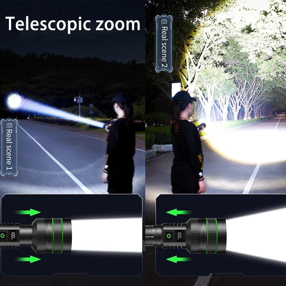 Powerful LED Flashlight Zoomable Camping Torch - 26650 Battery Tactical Lantern