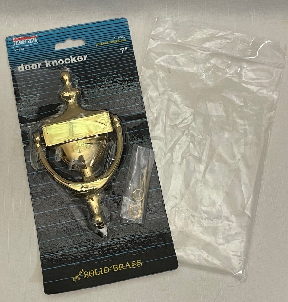 Large 7" Solid Brass Door Knocker National NOS in Package
