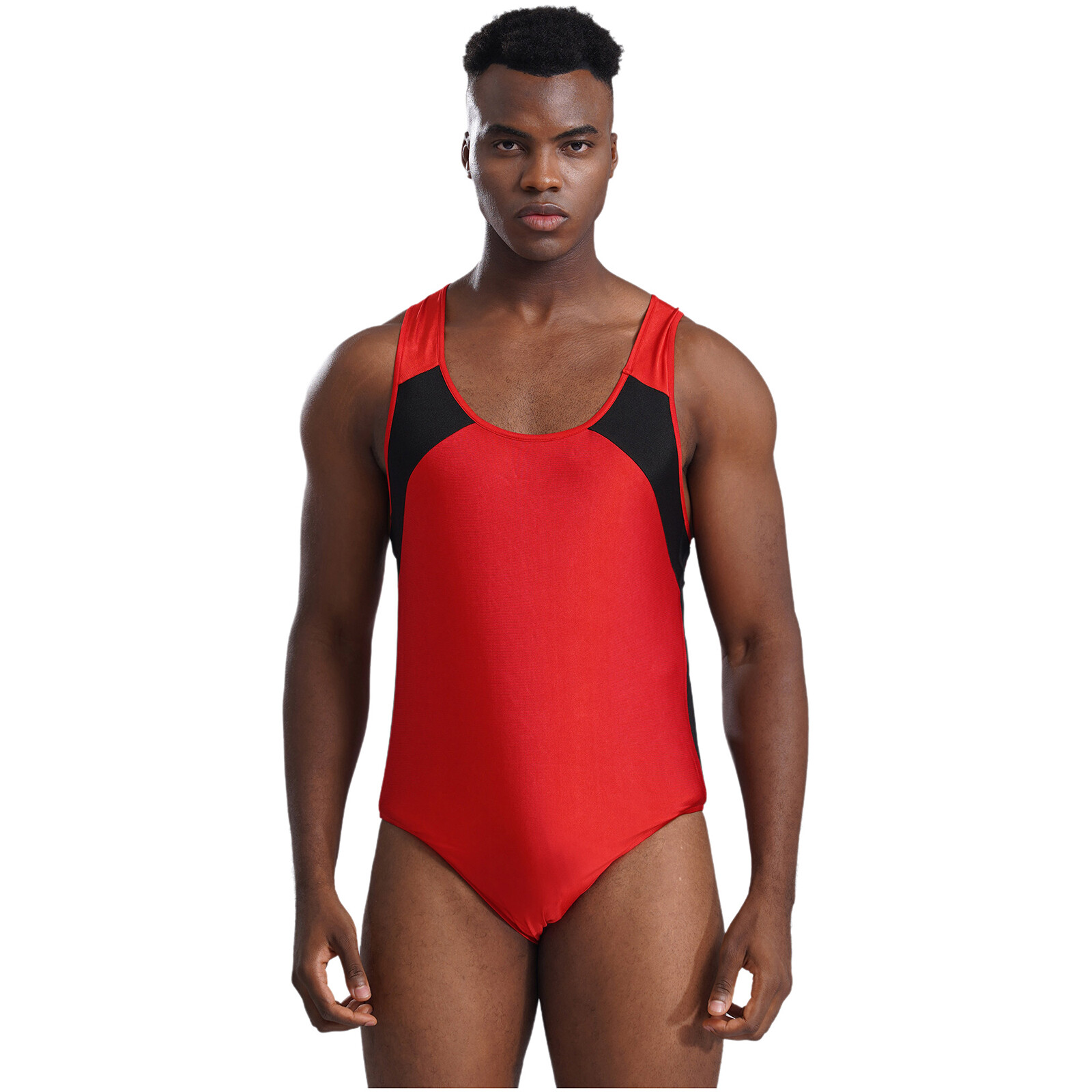US~ Men's Sleeveless Tank Bodysuit Gymnastics Athletic Leotard Wrestling Singlet