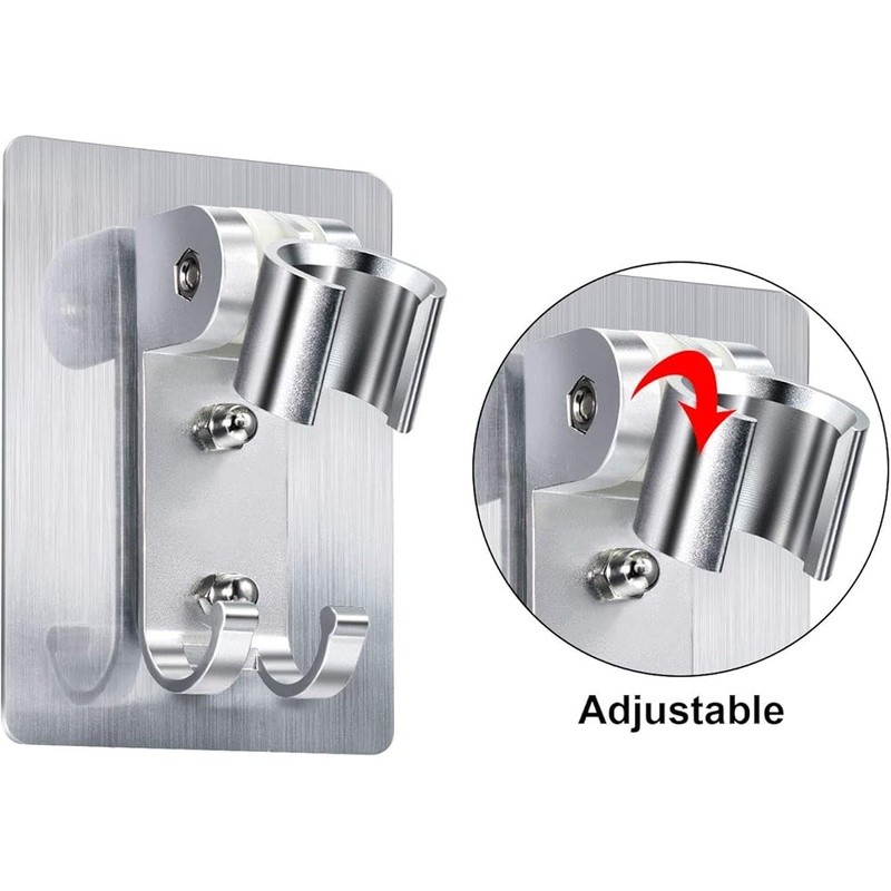 Shower Head Holder Bracket Adjustable Mounting Strong Adhesive Hooks Wall Mount