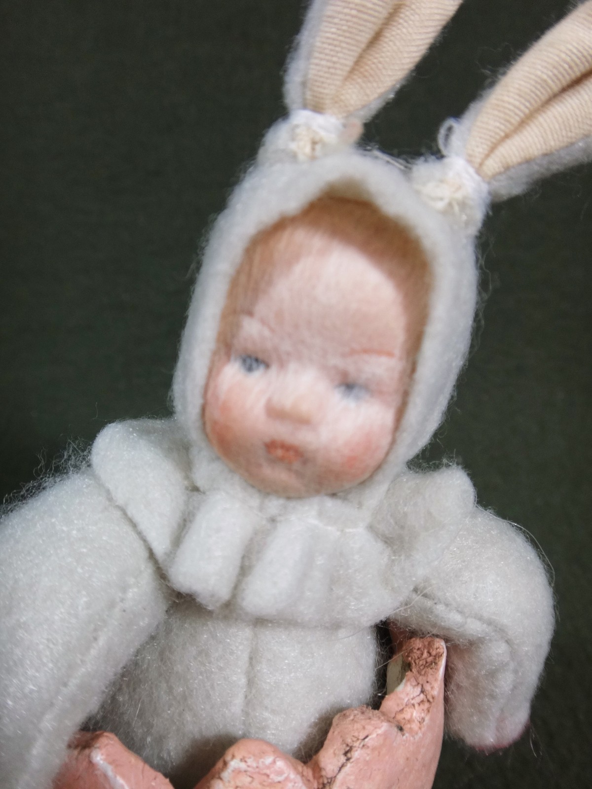 TWO vintage whimsical Spring EASTER BUNNY BABY doll RABBIT figures