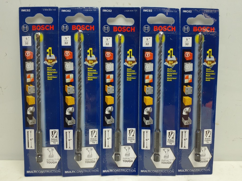 5 Pack Bosch IMC02 5/32" Impact Multi Construction Drill Bit