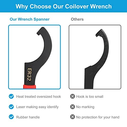 Spanner Wrench Set, 4pcs Coilover Wrench, C-Shape Shock Spanner Wrench Hook