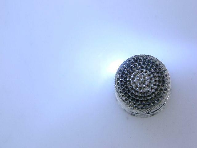 Vintage Sterling Silver SIMONS Thimble DIAMOND & engraved patterns ~size 7
