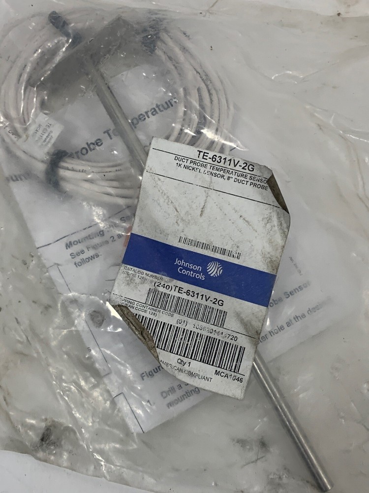 Johnson Controls TE-6311V-2G Duct Probe Temperature Sensor 8"
