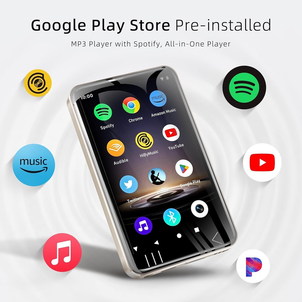 HIFI WALKER G7 Android MP3 Player with Bluetooth WiFi, 4" 144GB, White