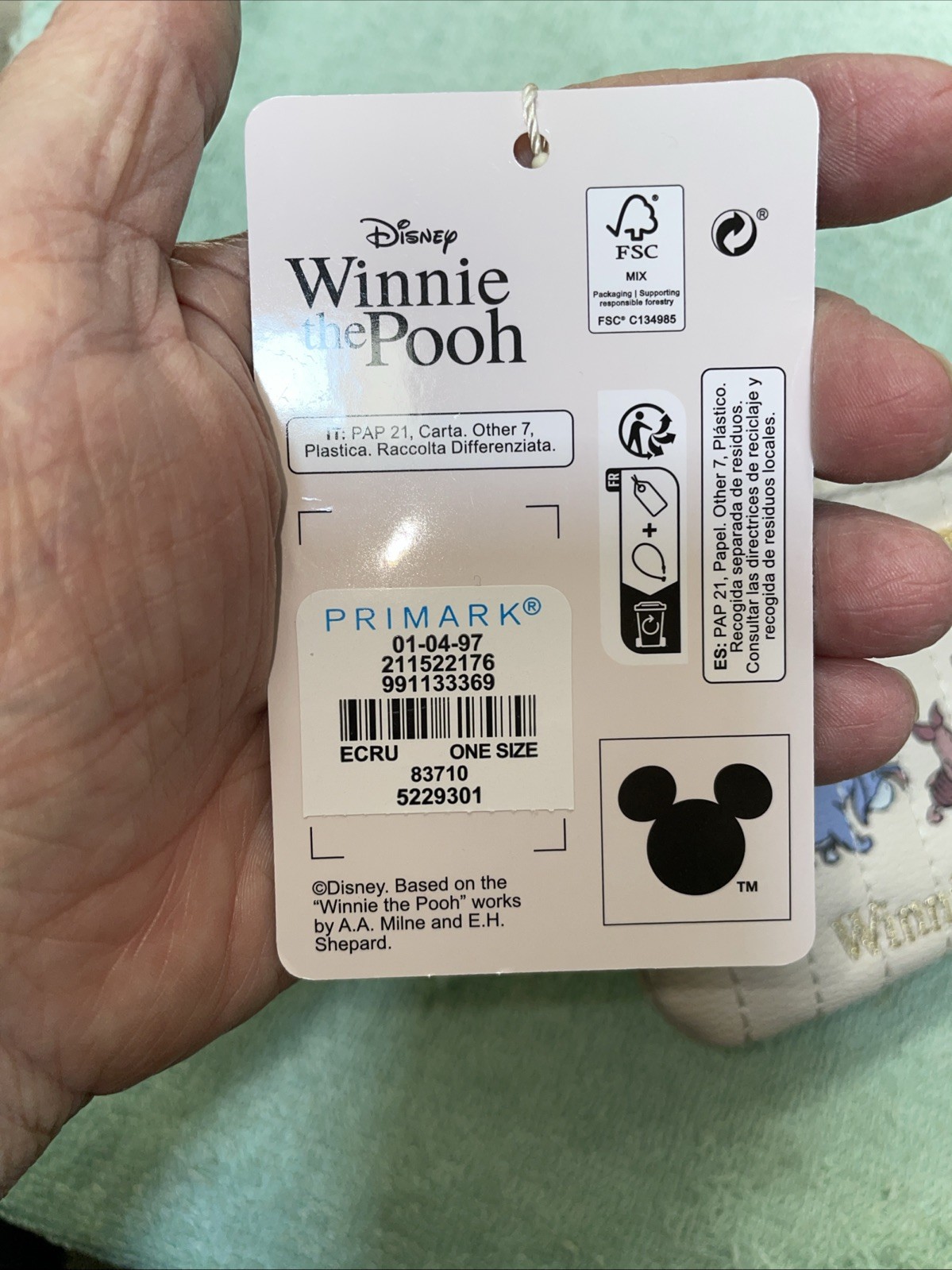 Primark Disney Winnie The Pooh Quilted Coin Purse New With Tags