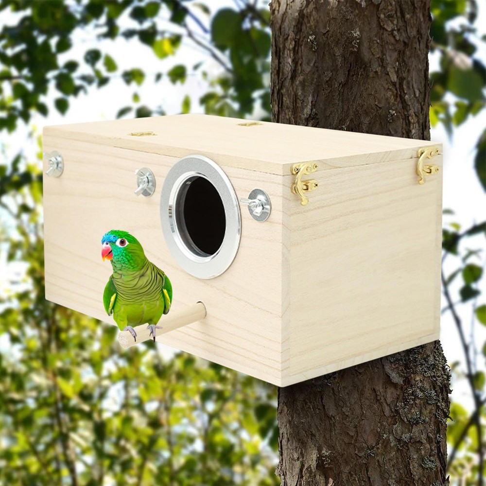 Parakeet Nest Box Wood Parrot Nesting Breeding House Nesting Boxes for practical