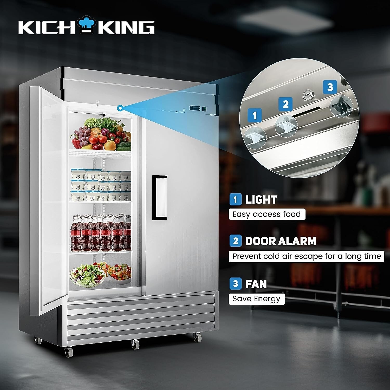 New Commercial Reach-In Refrigerator 2 Solid Door Stainless Steel Restaurant Bar