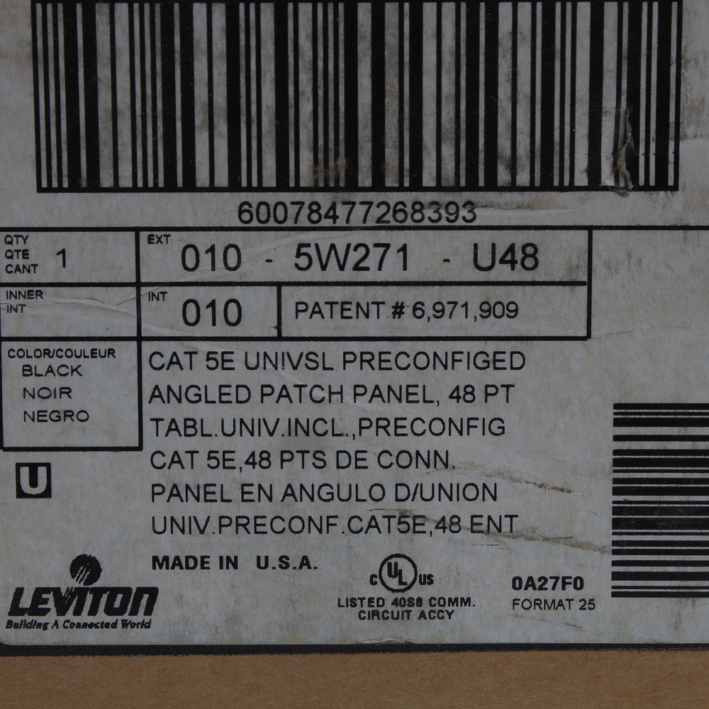 Leviton 5W271-U48 Bracket Only QuickPort Angled Patch Panel 48-Port Rack Mount