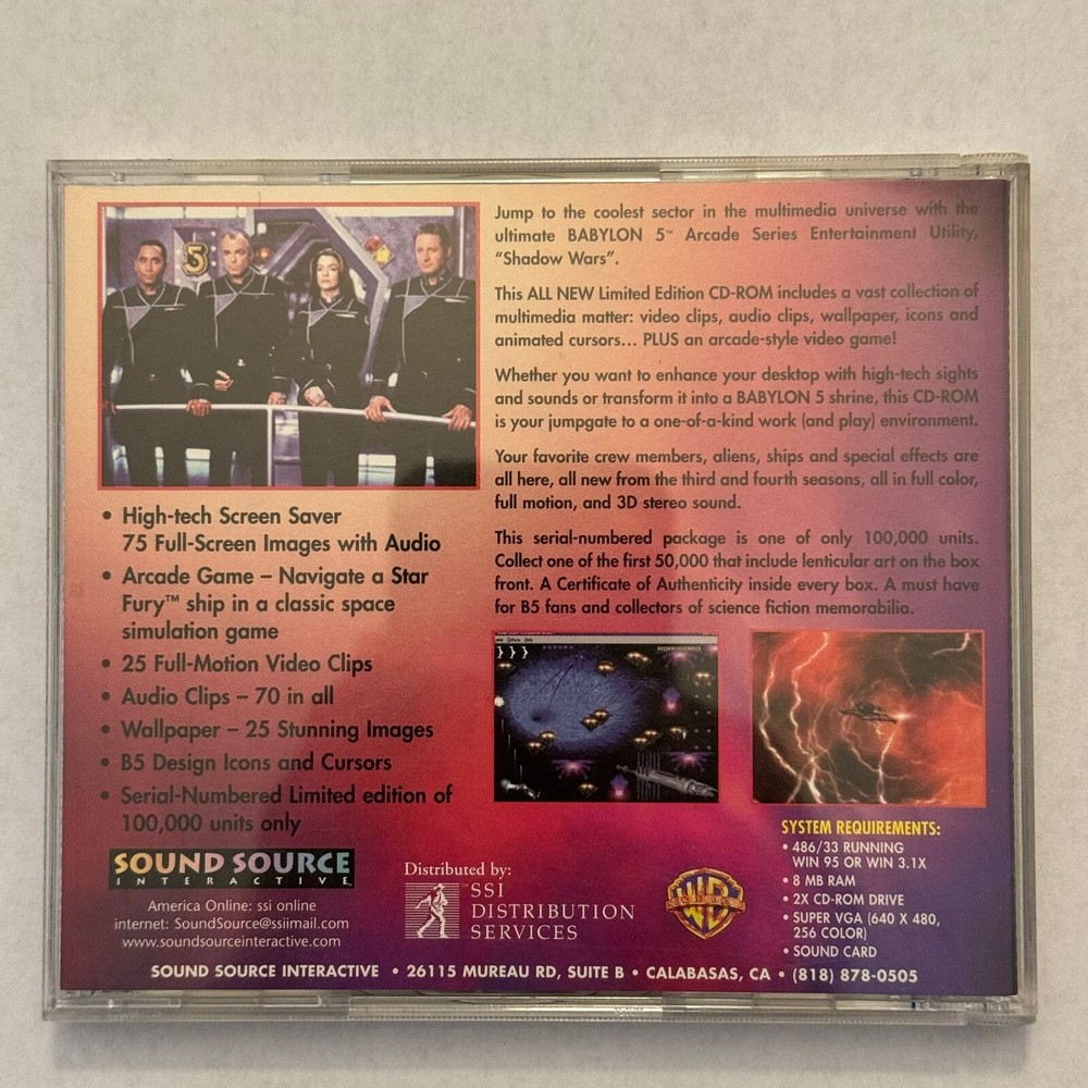 Babylon 5 Shadow Wars Arcade Series Entertainment Utility CD-Rom for PC CDROM