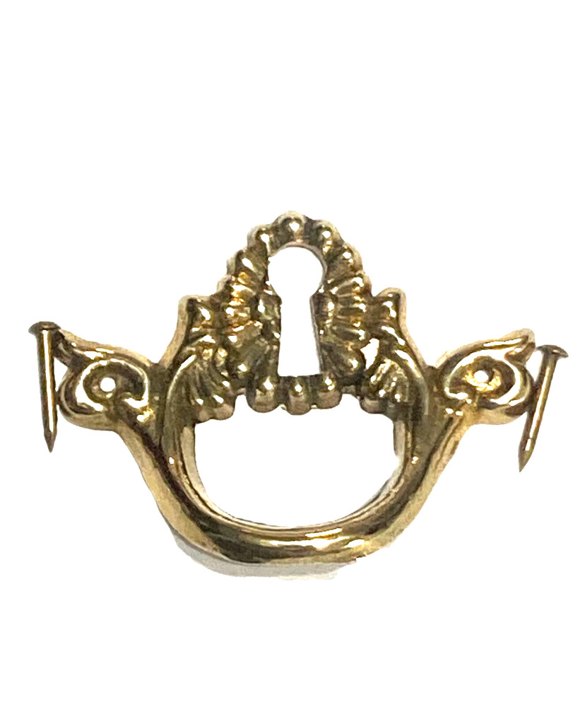 Drawer Pull With Horizontal Keyhole Floral Cast Brass Handle Small