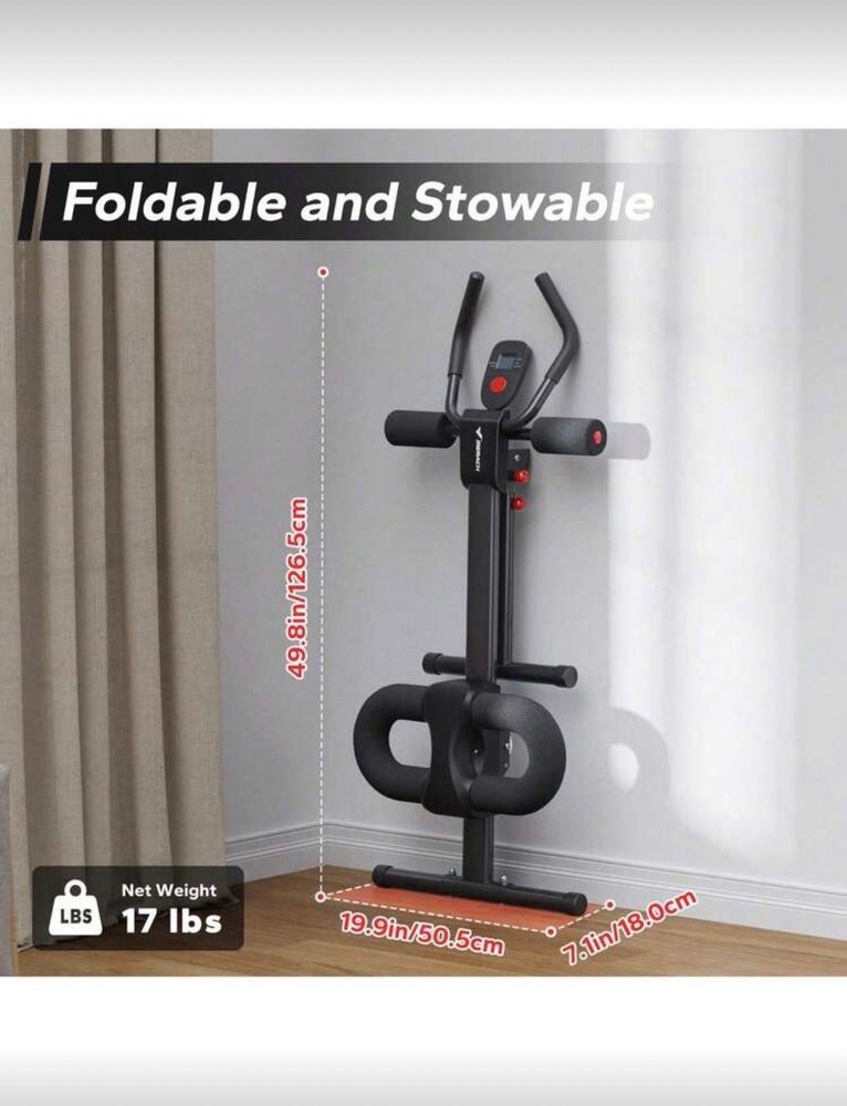 AUS Adjustable Foldable Ab Trainer Bench Core & Glute Workout Machine Home Gym
