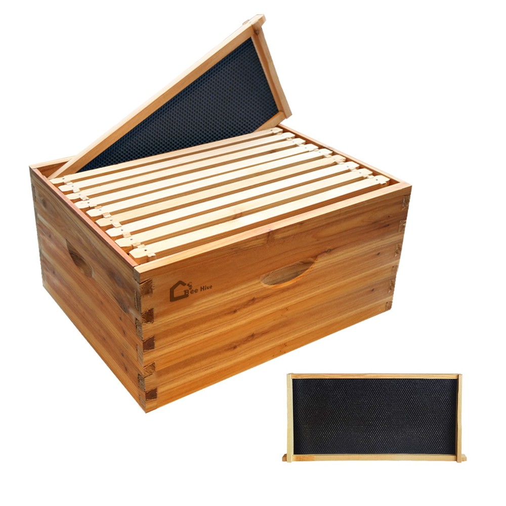 Langstroth 10 Frame Bee Hive Boxes Starter Kit Beehive for Beekeeping Supplies
