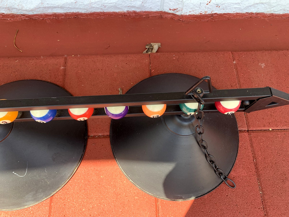 Billiard Pool Table Hangs Pool Table Light, Black Matte Metal Shades + Clock
